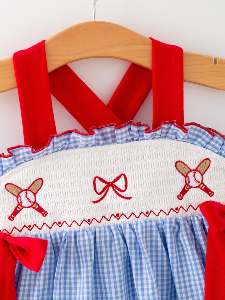 Baseball Smocked Dress