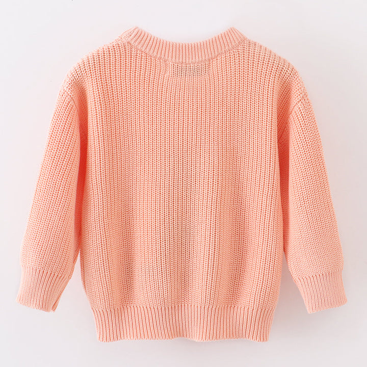 Coral Hand Embroidered Bunny Sweater