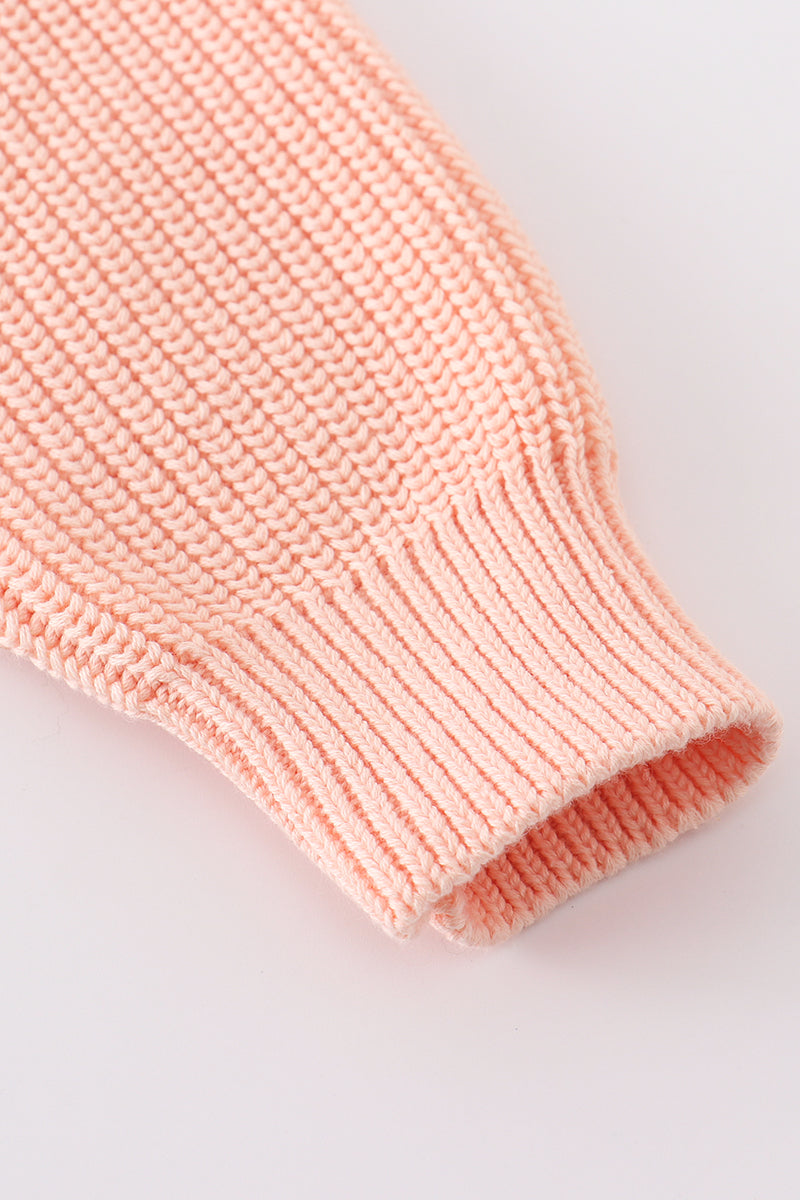 Coral Hand Embroidered Bunny Sweater