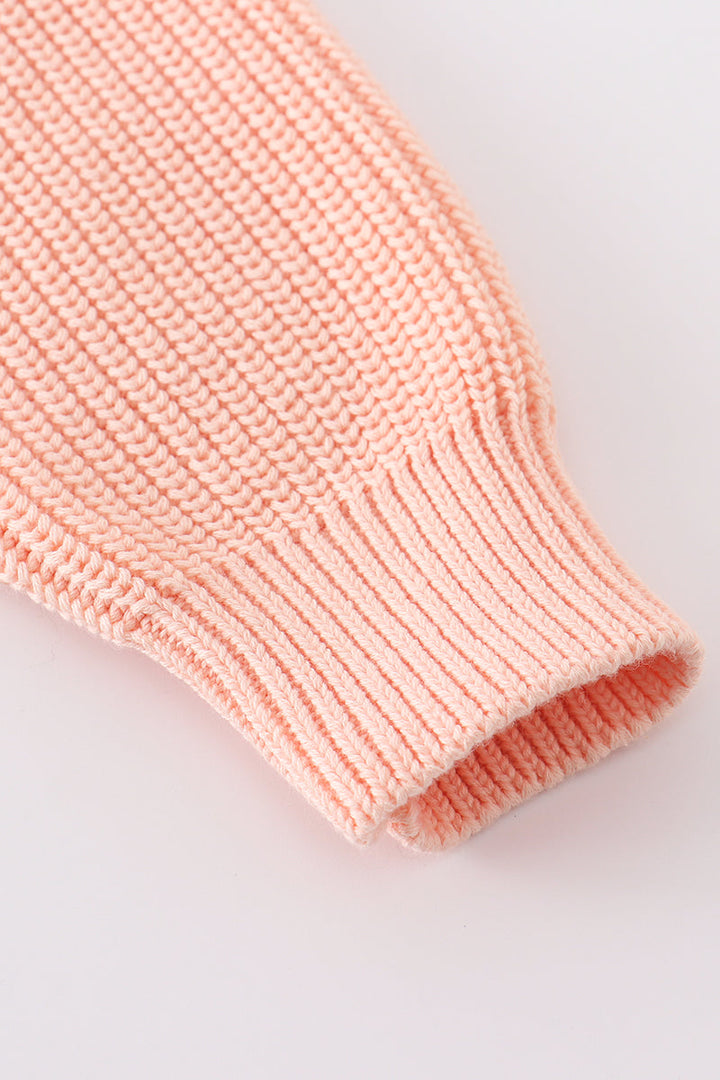 Coral Hand Embroidered Bunny Sweater