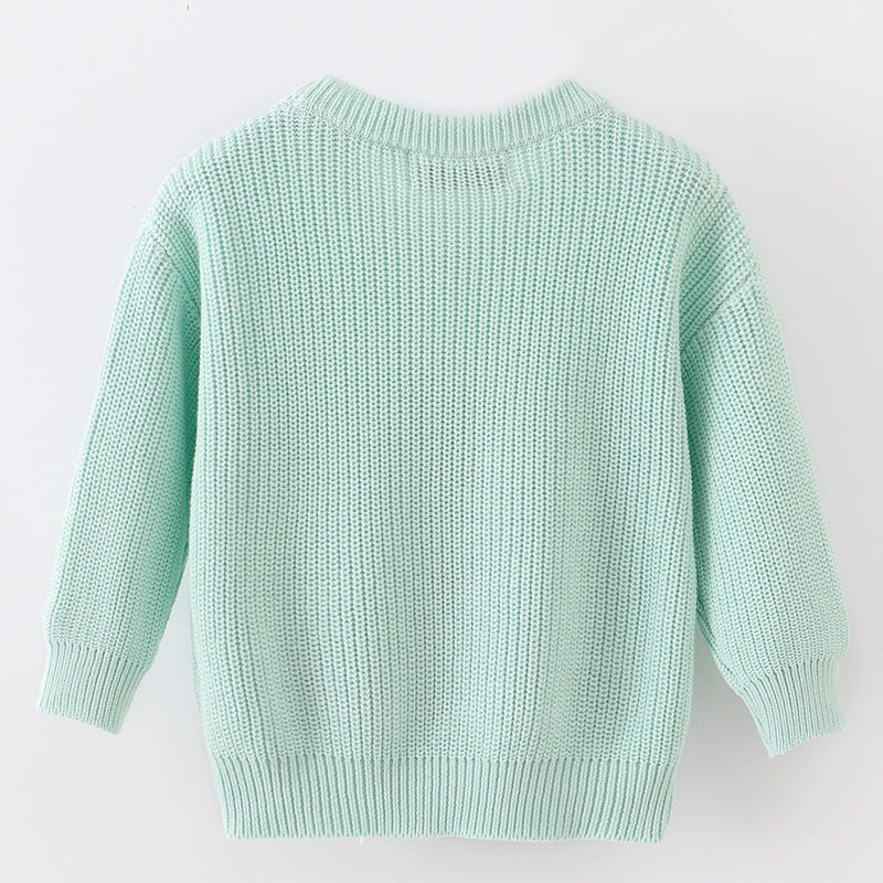 Blue Hand Embroidery Bunny Sweater