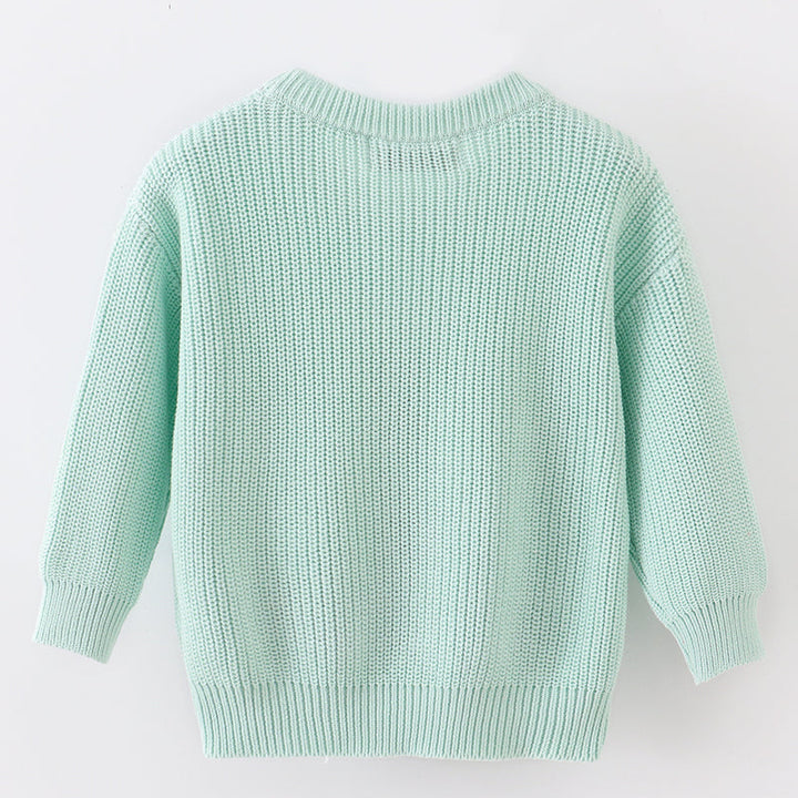 Blue Hand Embroidery Bunny Sweater