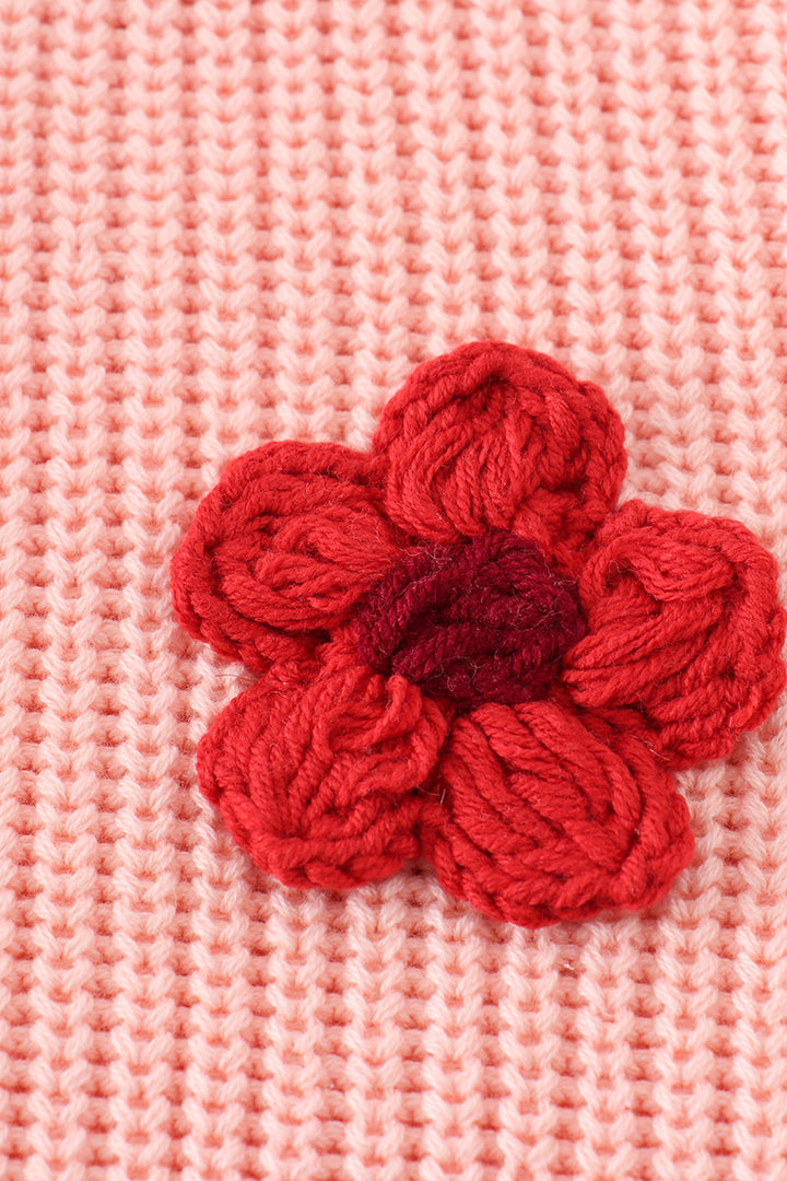 Pink Floral Hand-Embroidered Jumper Sweater