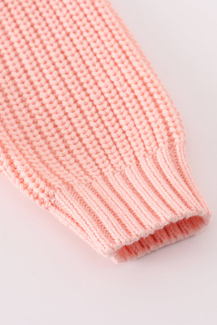 Pink Floral Hand-Embroidered Jumper Sweater