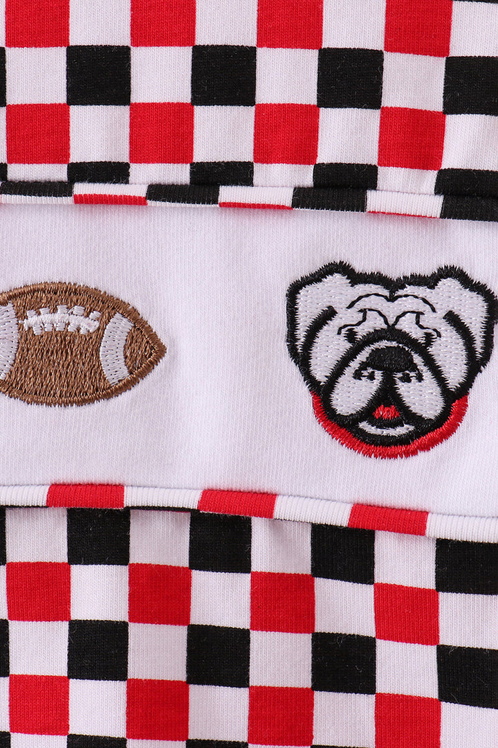 Checkered Georgia Dog Embroidery Top