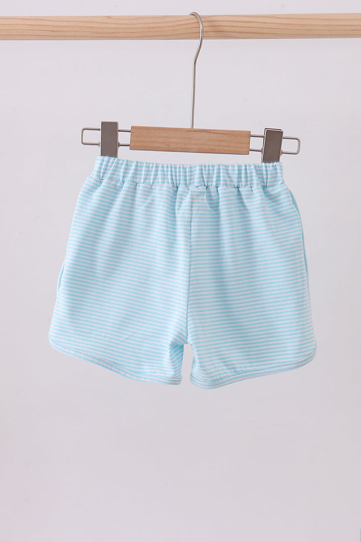 Premium Mint &amp; White Stripe Bow Shorts