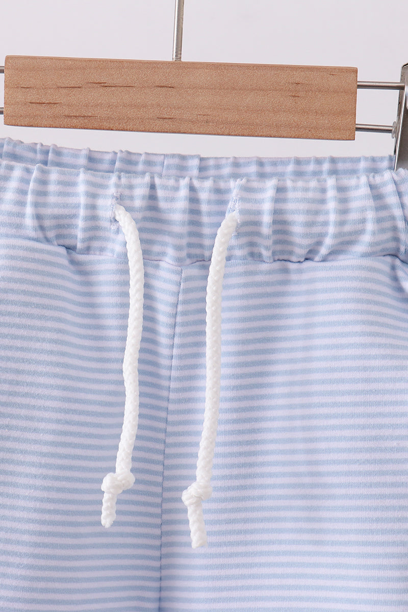 Premium Blue &amp; White Stripe Drawstring Shorts