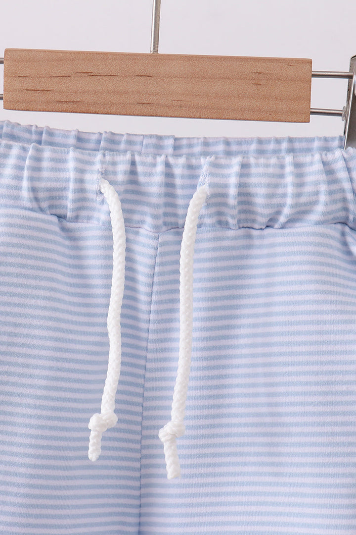 Premium Blue &amp; White Stripe Drawstring Shorts