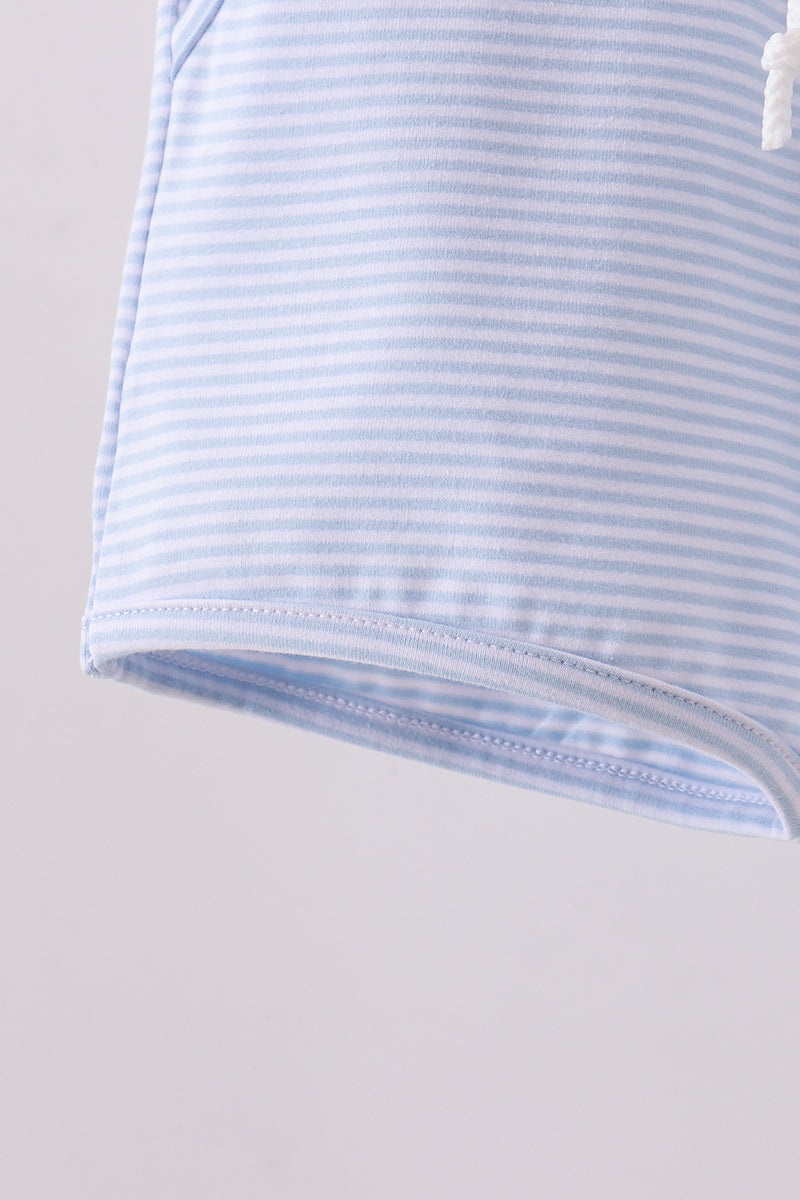 Premium Blue &amp; White Stripe Drawstring Shorts