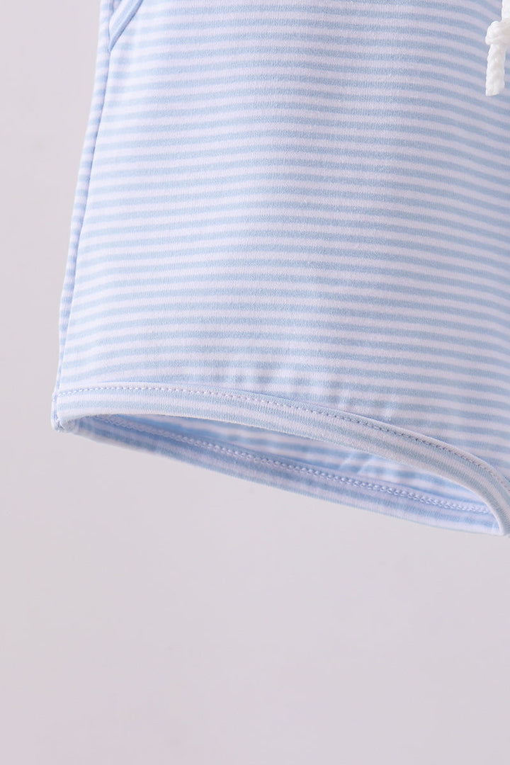 Premium Blue &amp; White Stripe Drawstring Shorts