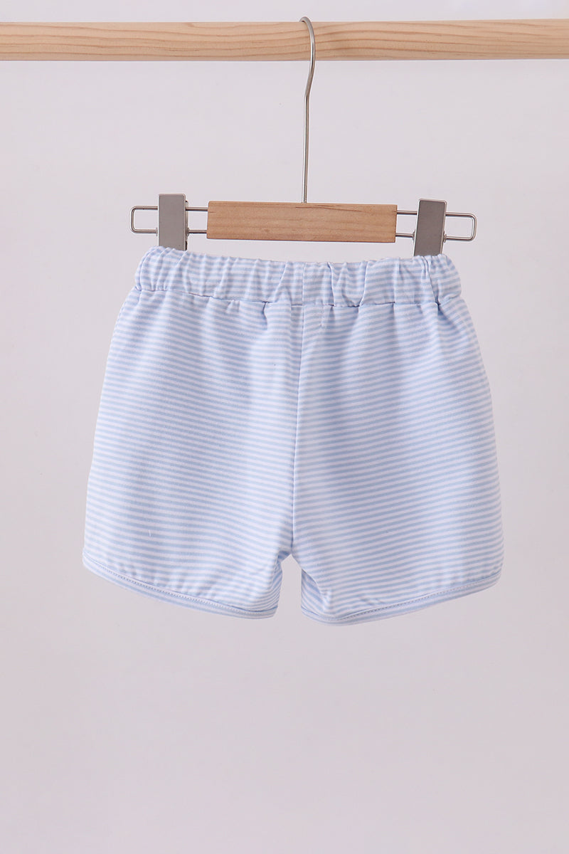 Premium Blue &amp; White Stripe Drawstring Shorts