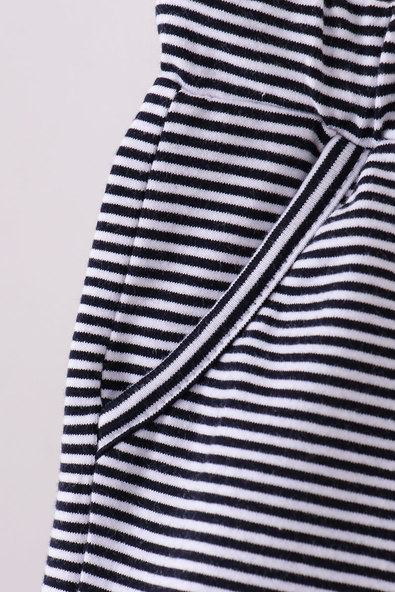 Premium Navy &amp; White Stripe Drawstring Shorts