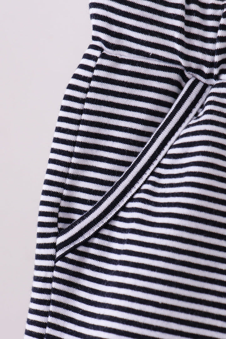 Premium Navy &amp; White Stripe Drawstring Shorts