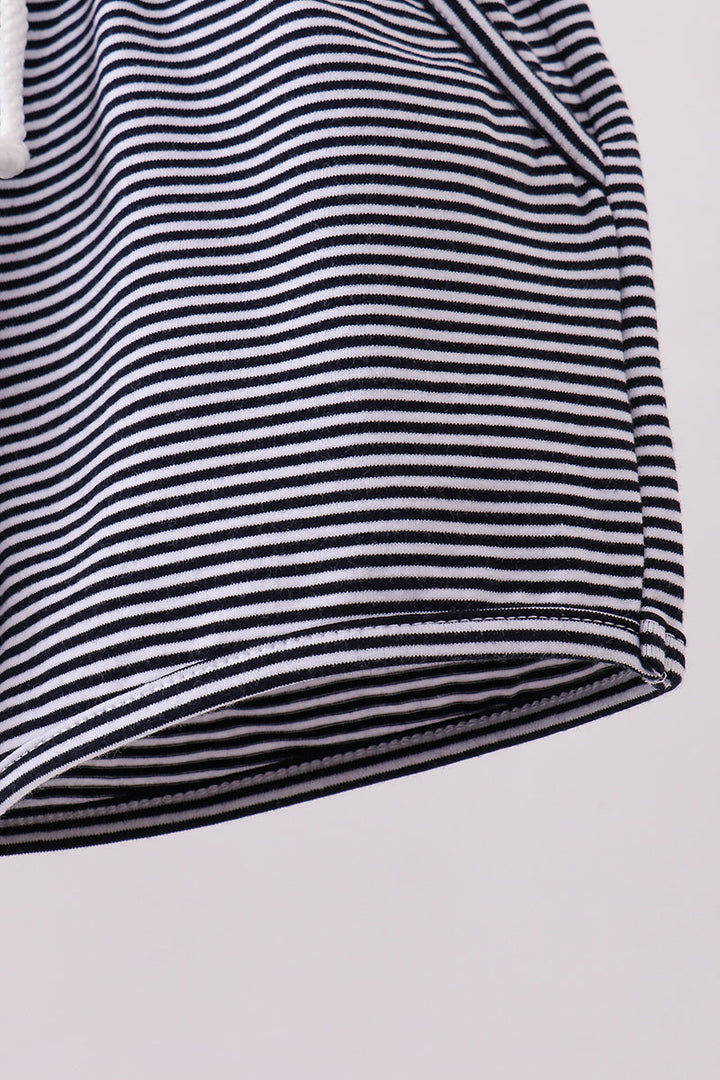 Premium Navy &amp; White Stripe Drawstring Shorts