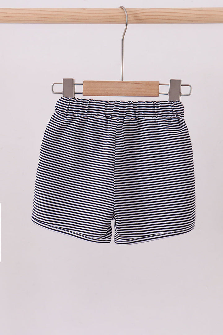 Premium Navy &amp; White Stripe Drawstring Shorts