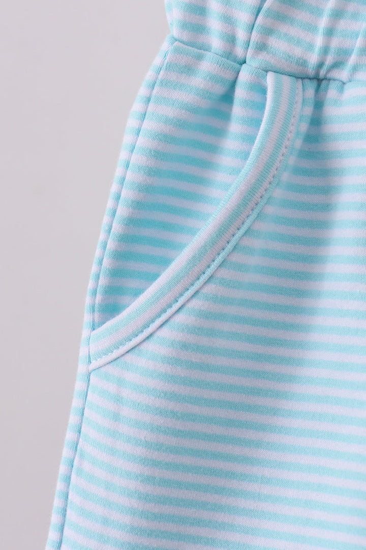 Premium Mint &amp; White Stripe Drawstring Shorts