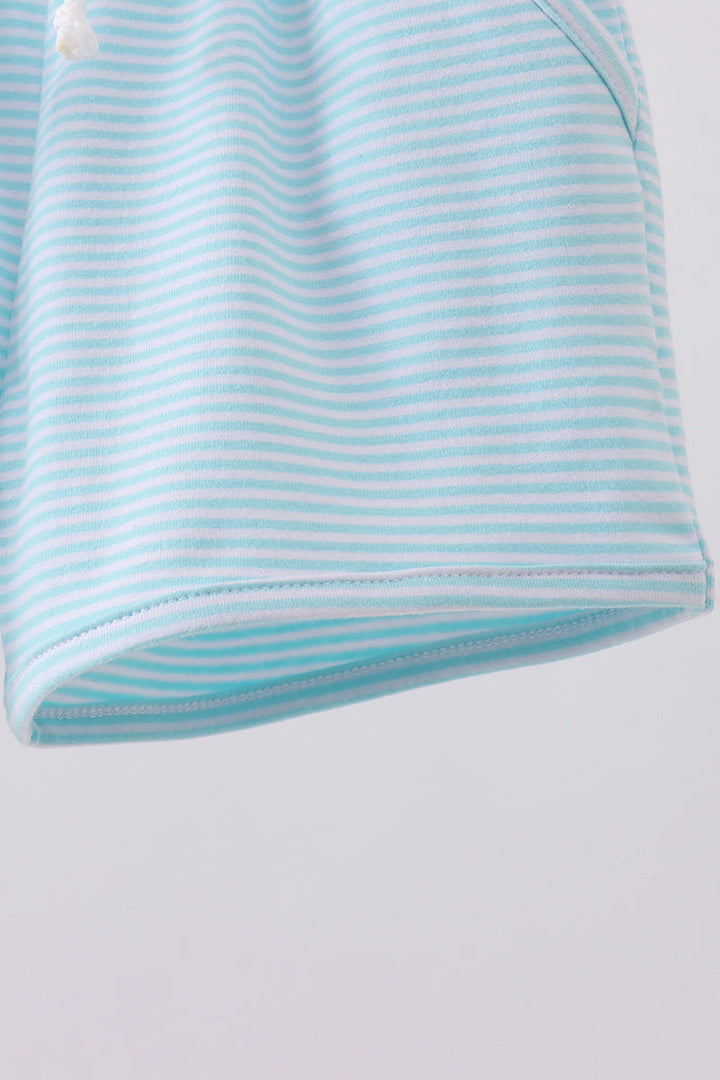 Premium Mint &amp; White Stripe Drawstring Shorts