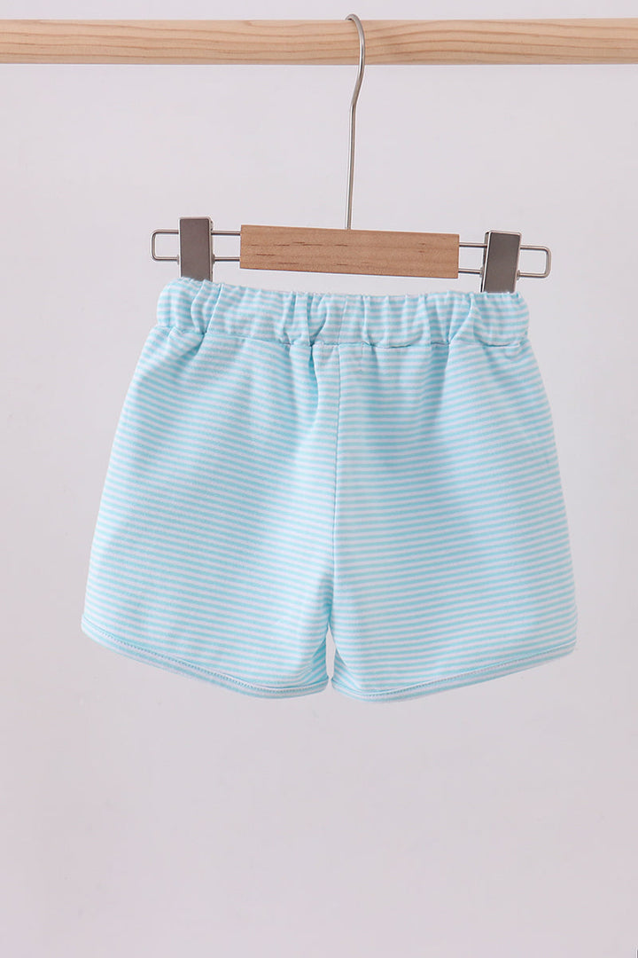 Premium Mint &amp; White Stripe Drawstring Shorts
