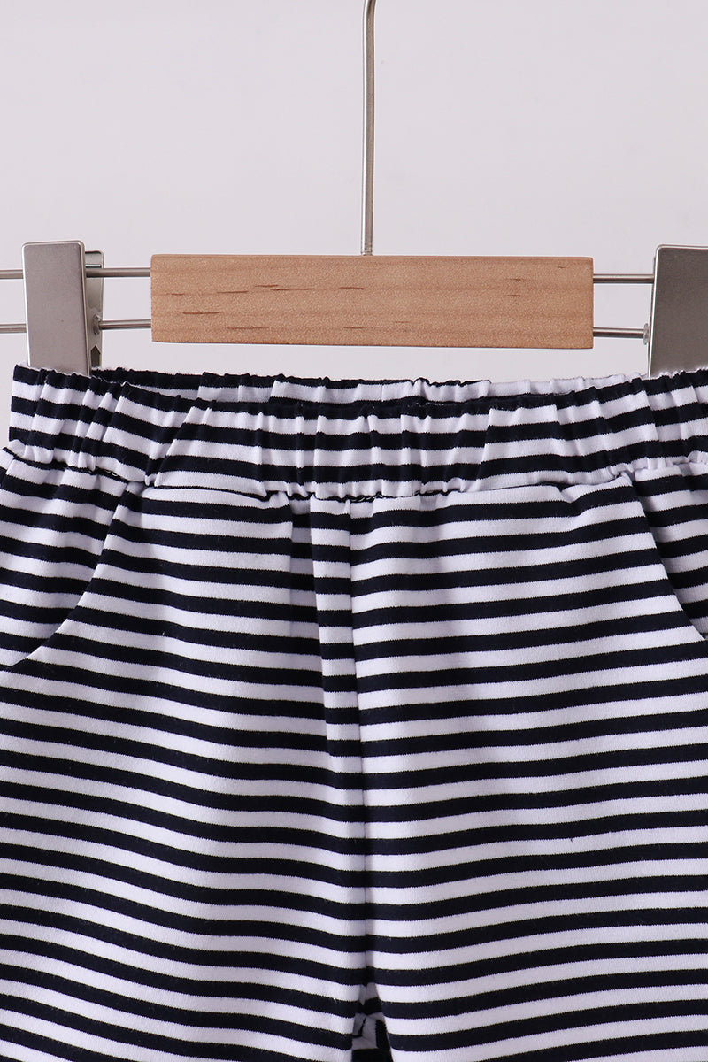 Premium Navy &amp; White Stripe Shorts