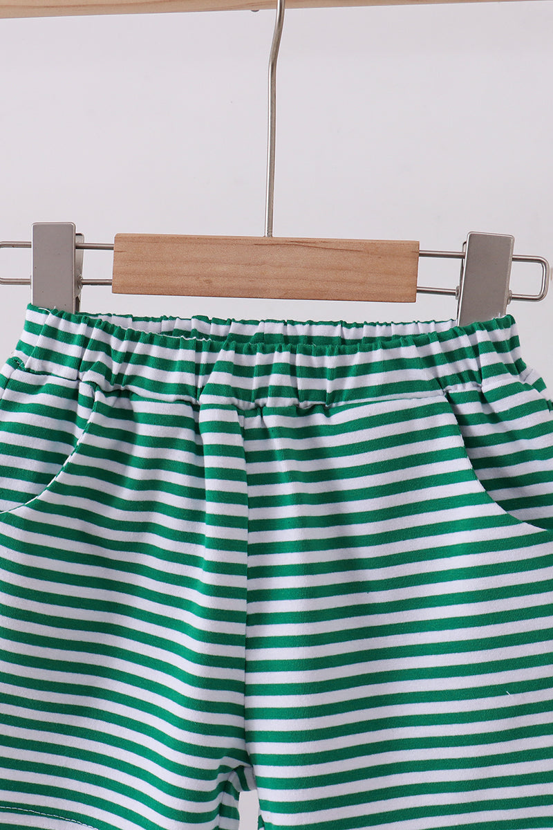 Premium Green &amp; White Stripe Shorts