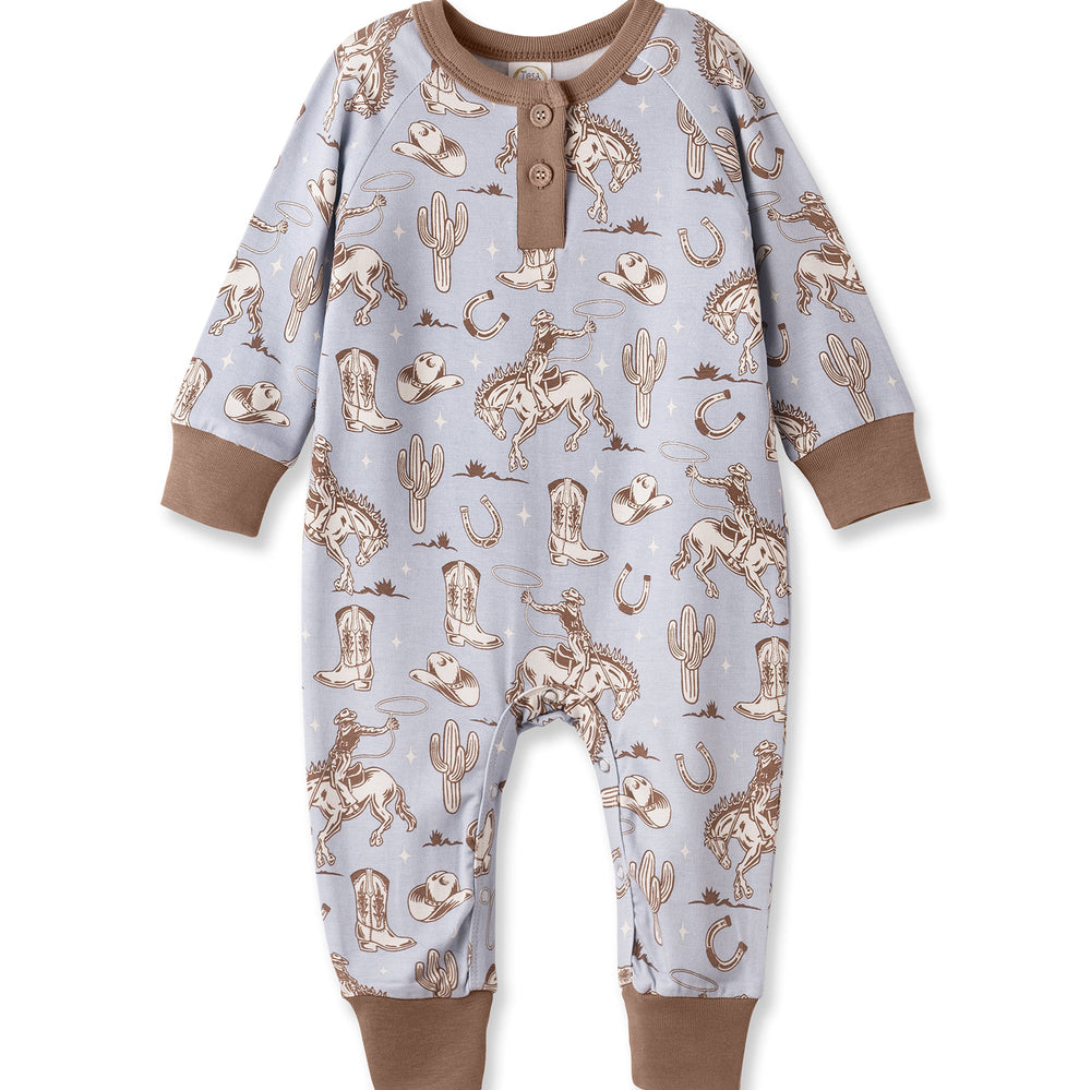 Blue Western Bamboo Henley Romper