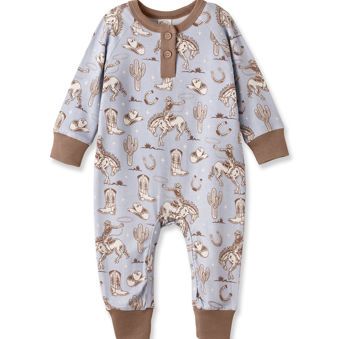 Blue Western Bamboo Henley Romper