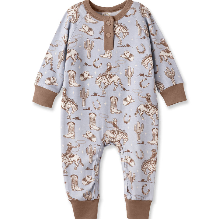 Blue Western Bamboo Henley Romper