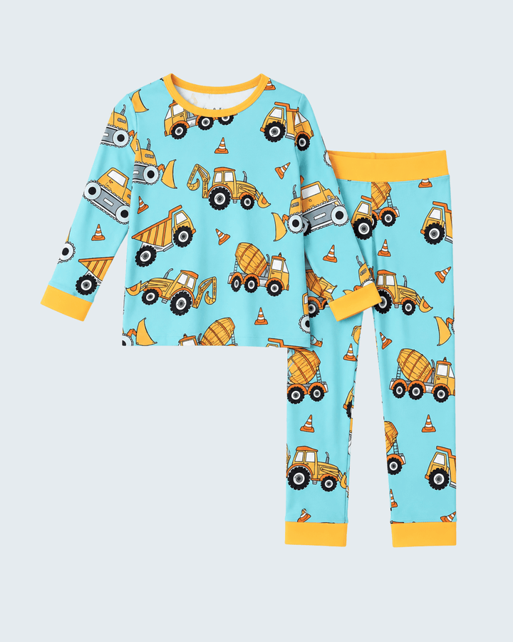 Aqua Construction Trucks Bamboo Pajama Set