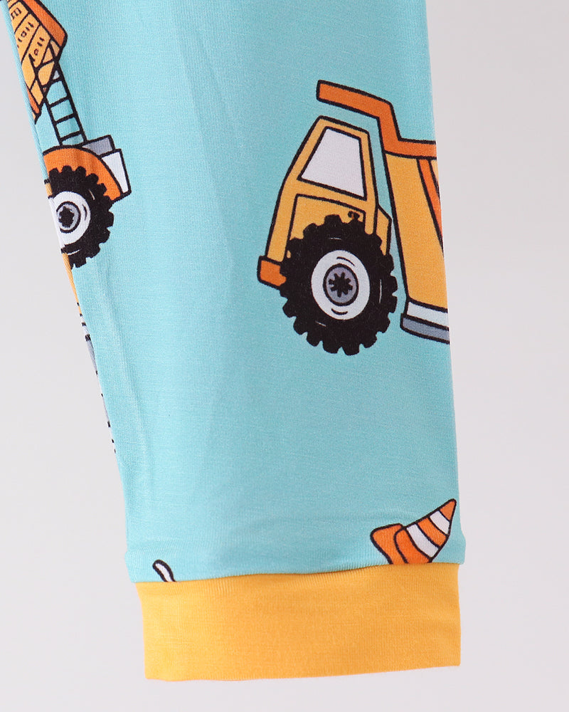 Aqua Construction Trucks Bamboo Pajama Set