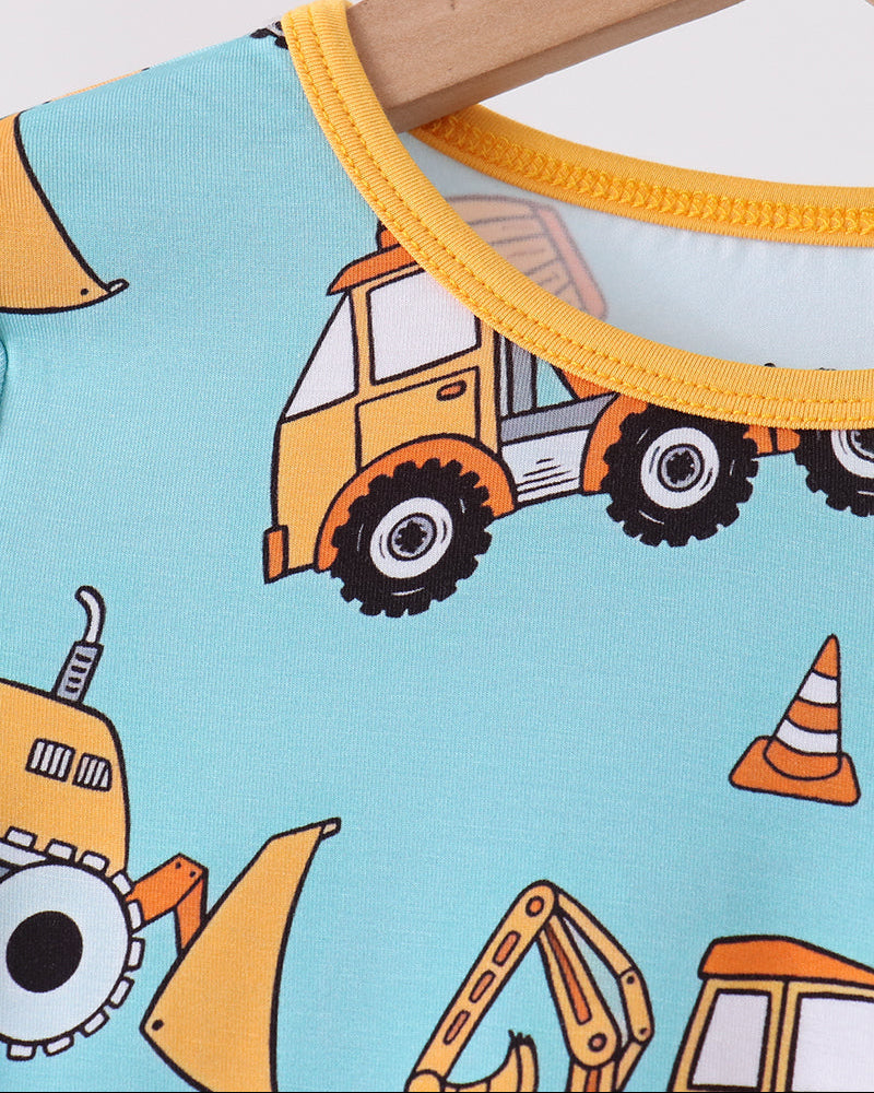 Aqua Construction Trucks Bamboo Pajama Set6