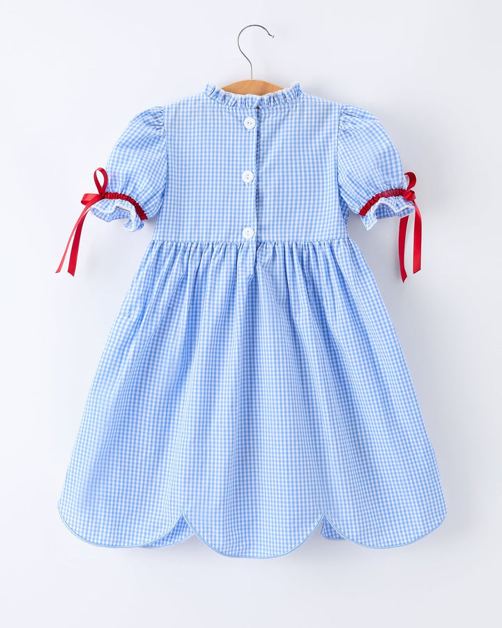 Back To School Apple Applique Plaid Dress