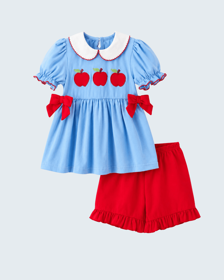 Girl Back To School Apple Applique Twirl Dress