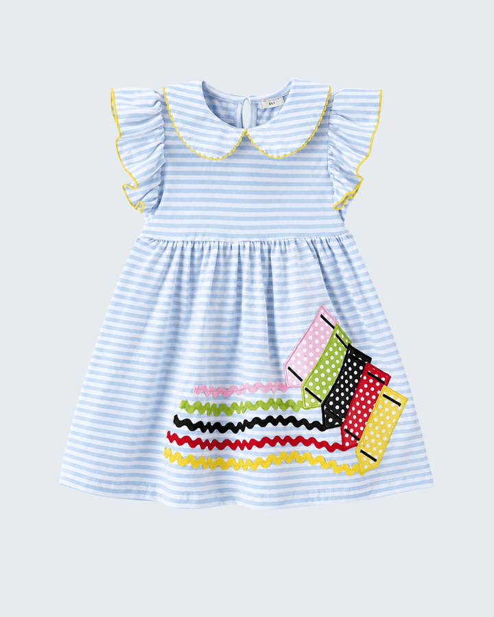 Girl Back To School Apple Applique Twirl Dress