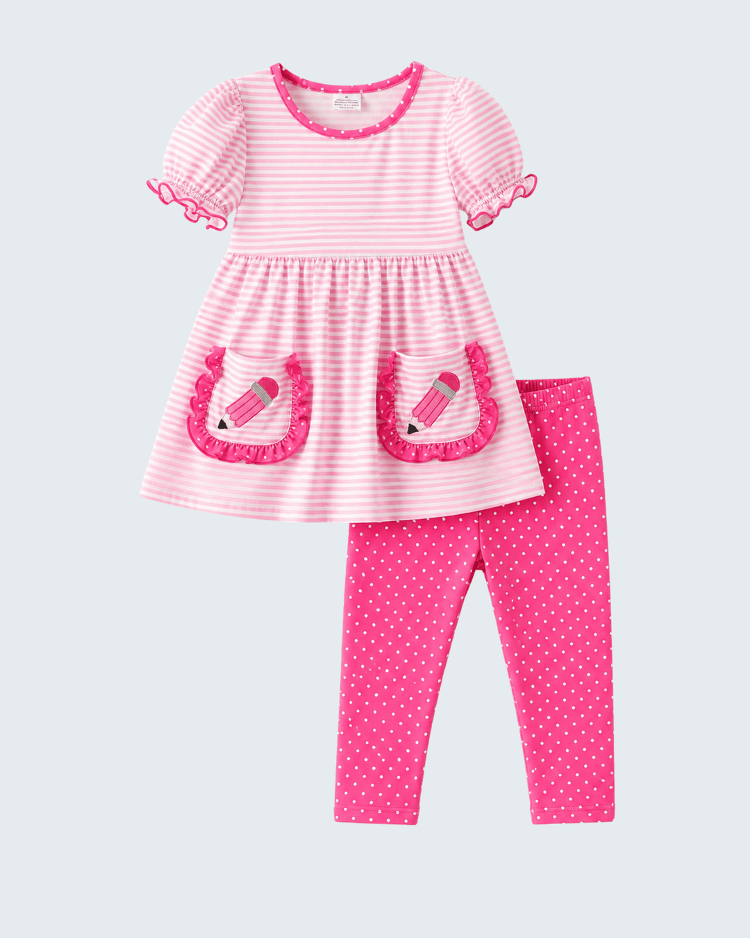 Back to school pink stripe swing top and pink leggings