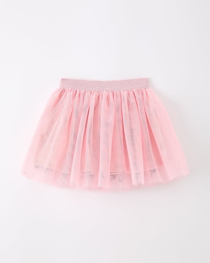Pink tulle skirt on a white background