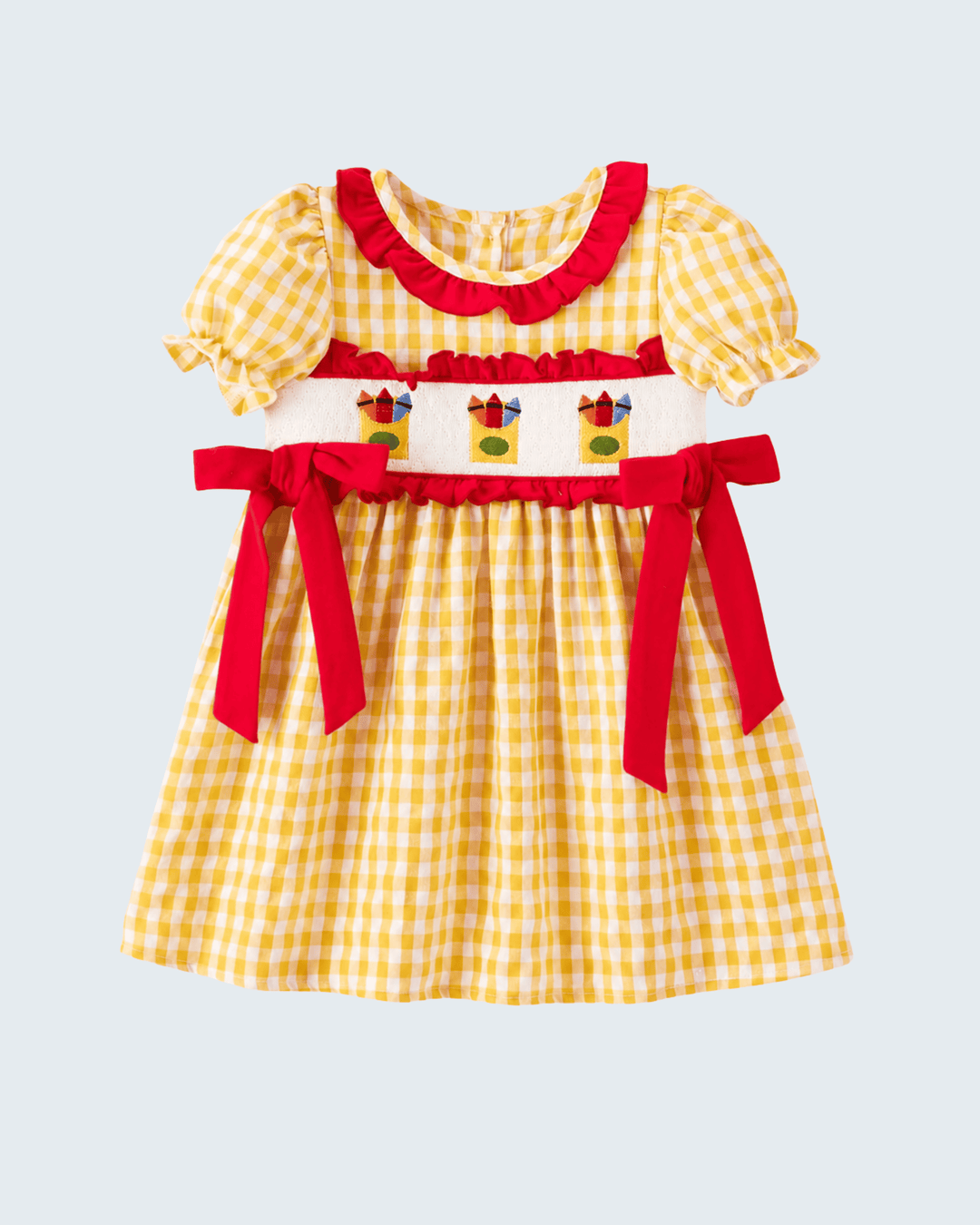 Girls Back To School Plaid Ruffle Dress