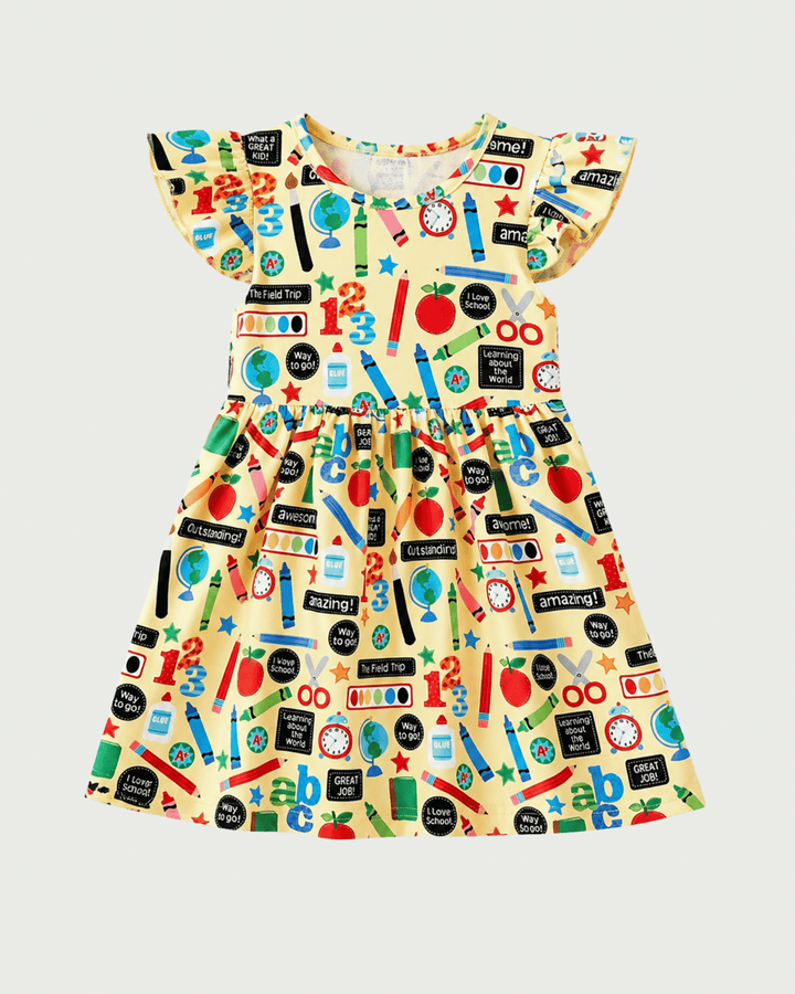 Dress with educational pattern on a white background