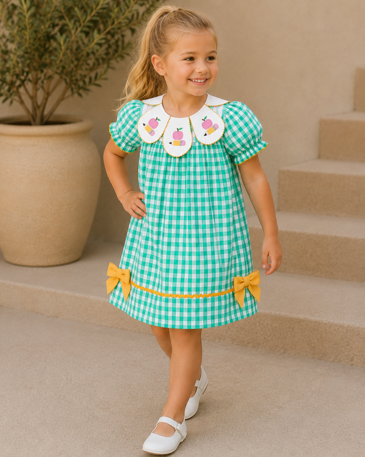 Back to School Apple Pencil Applique Dress