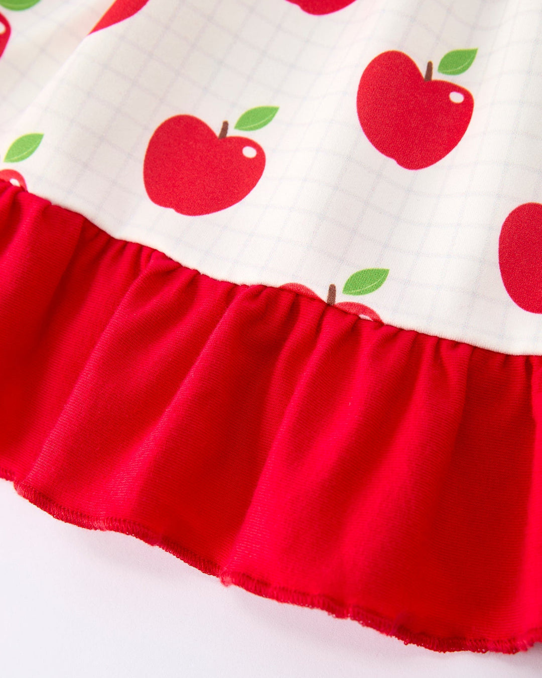 Red skirt with white background and red apple pattern