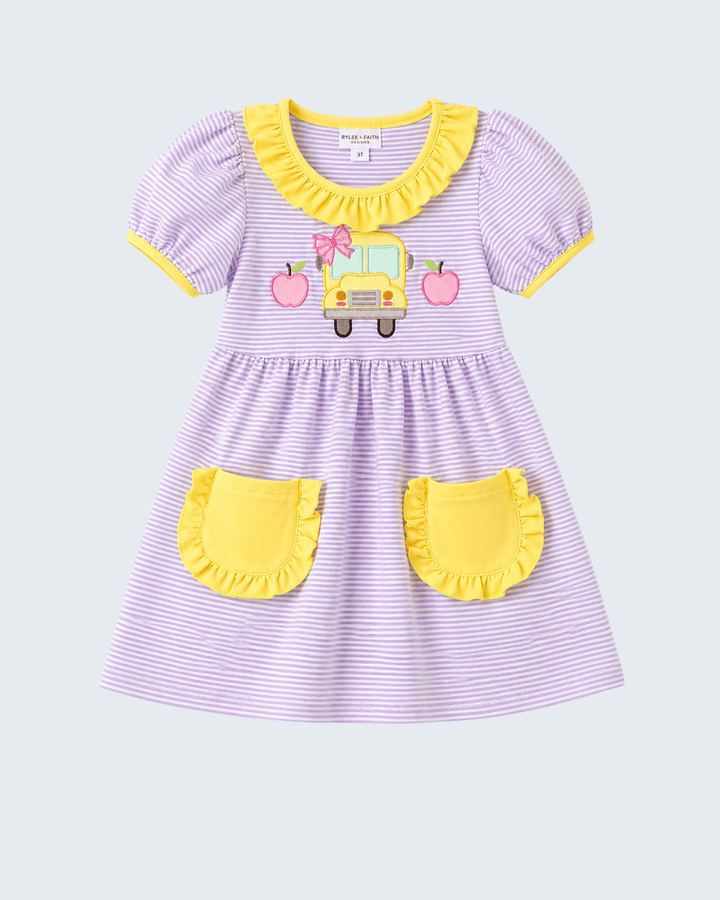 Purple stripe back to school dress