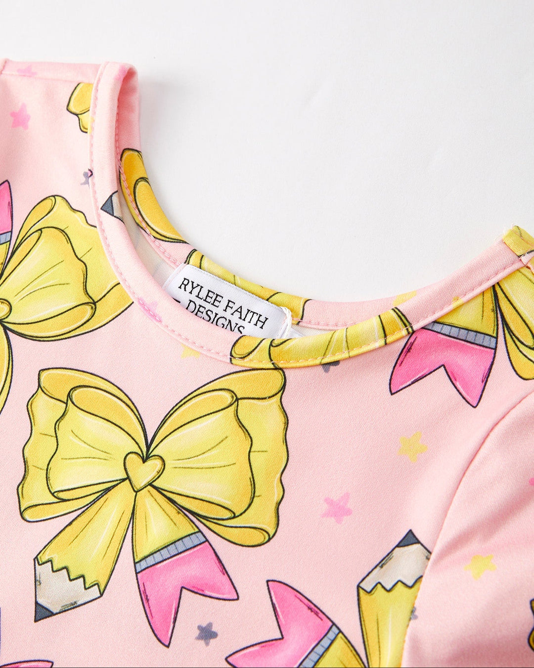 Back to School Yellow Bow Print Dress
