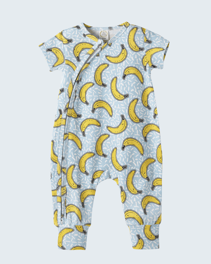Baby romper with banana print for baby boys
