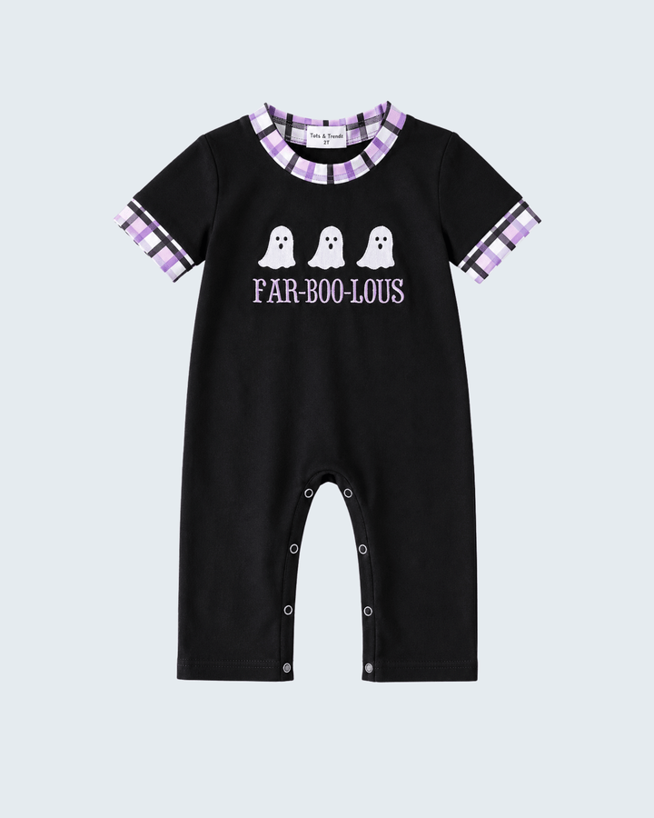 Black Ghost Embroidered Romper