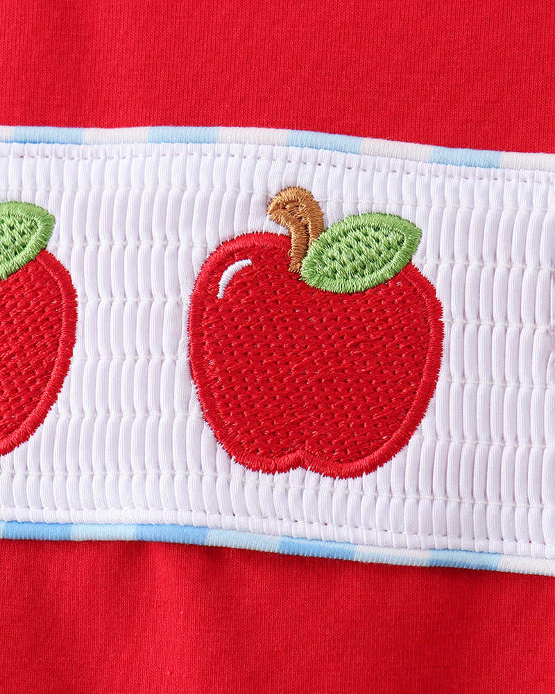 Shorts set with apple appliqué elastic waistband