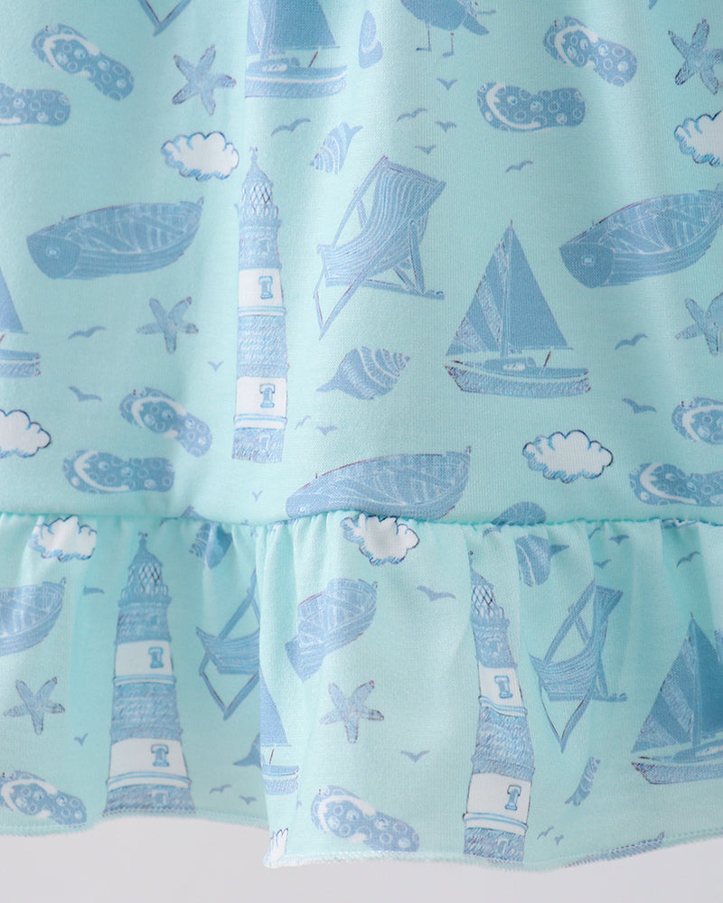 Marine inspired fabric in blue tones