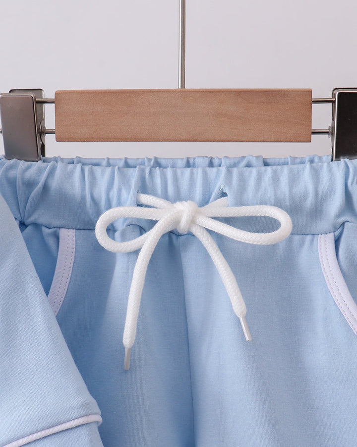 Blue Brother Embroidered Pocket Shorts Set