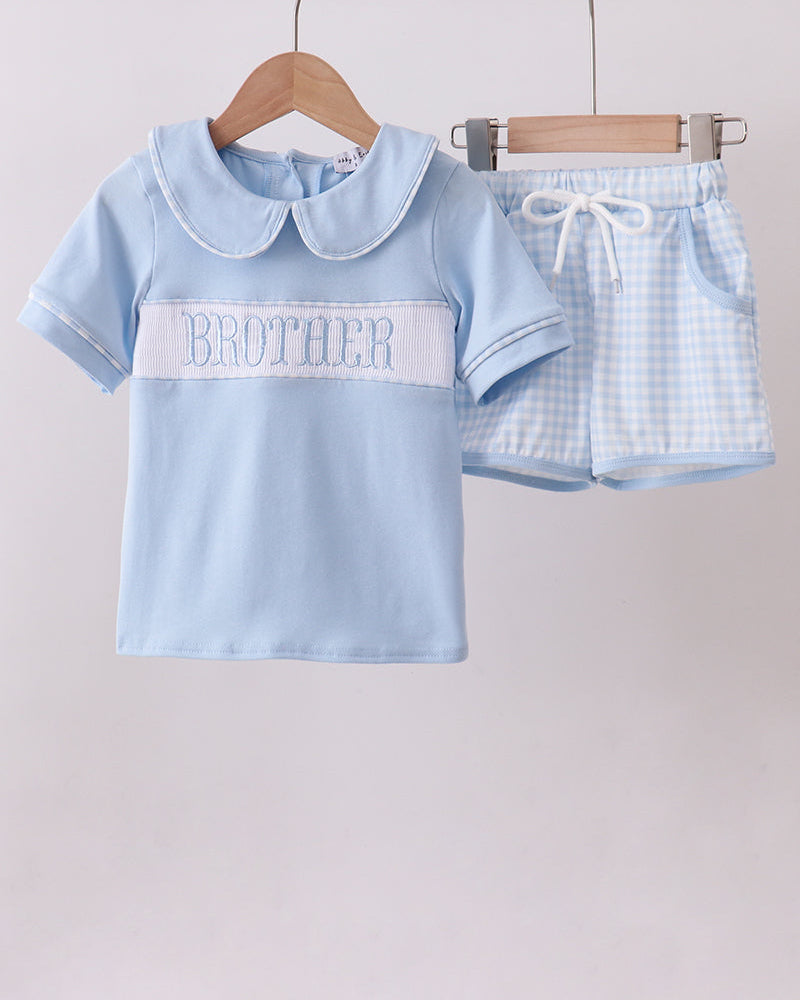 Blue Brother Smocked Shorts Set