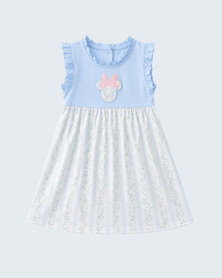 Blue Character Applique Ruffle Dress