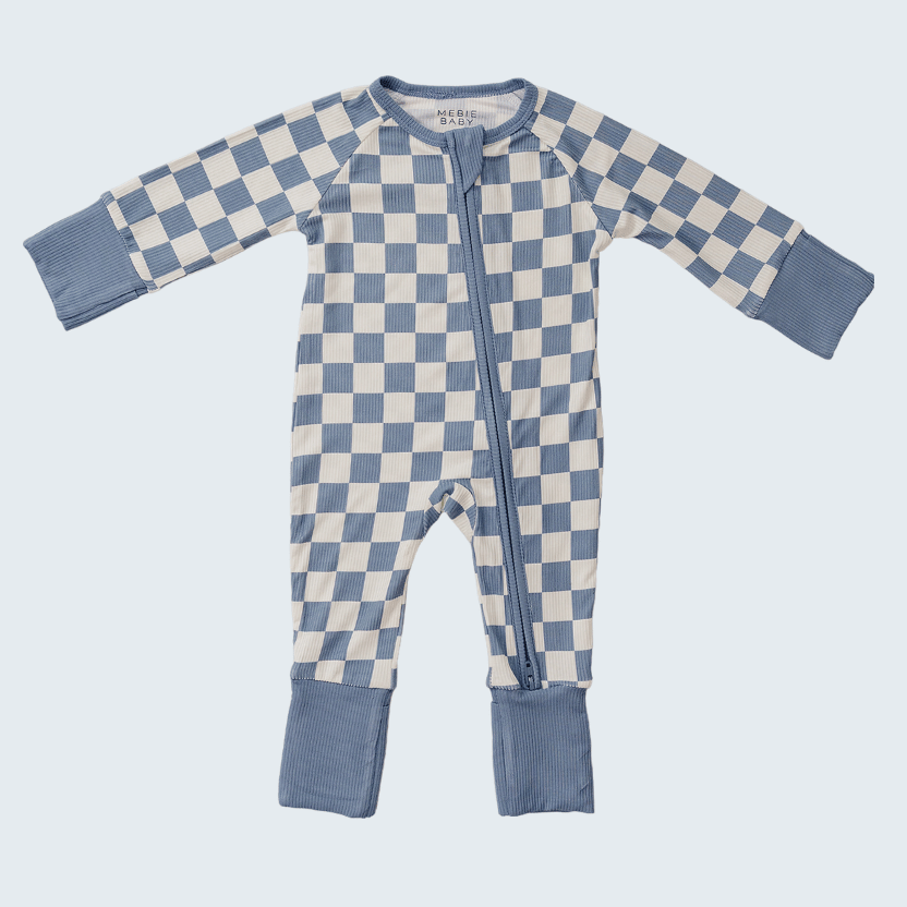 Blue Checkered Bamboo Zipper