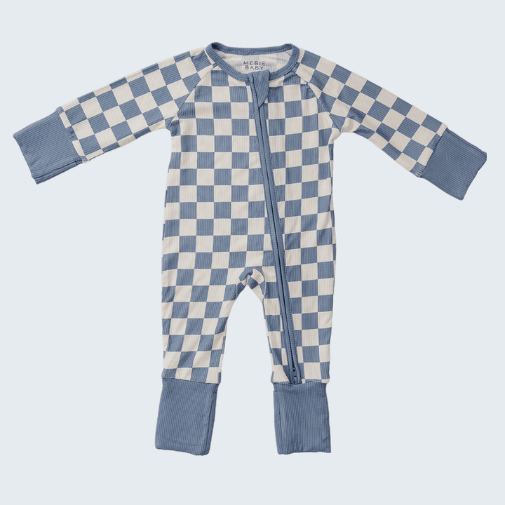 Blue Checkered Bamboo Zipper